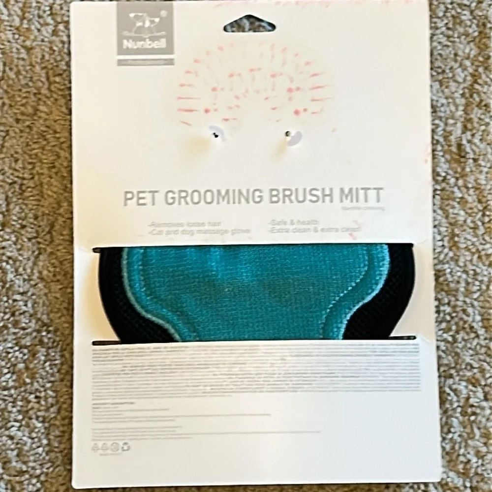 nunbell pet grooming brush mitt Gloves - Blue - BRAND NEW